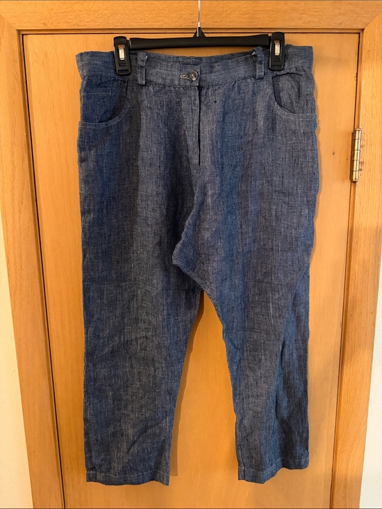 Ann Everett Pants - Ann Everett Women’s Linen-Blend Relaxed Fit Pants Trousers Blue Size 14 (33)